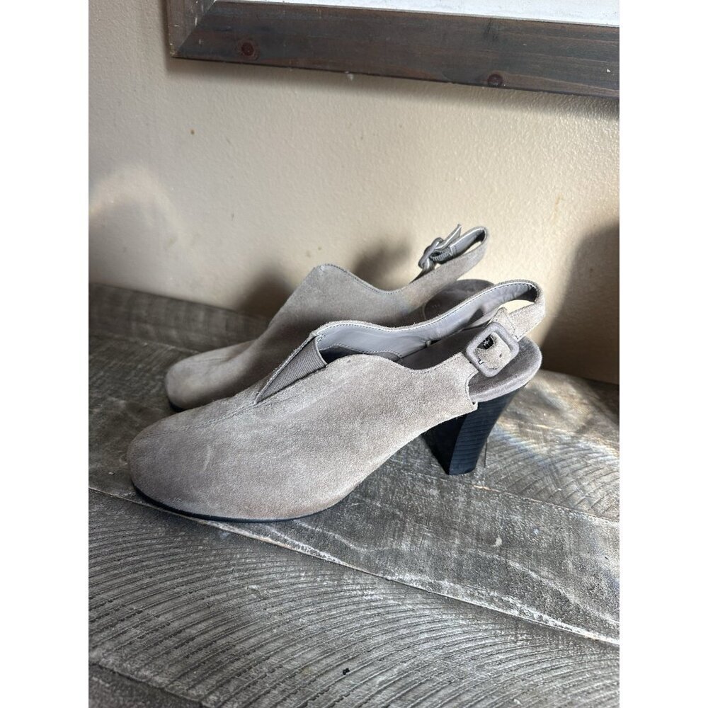 Aerosoles Role Back Leather Suede Sling Back Mule Heel Women's Size 9